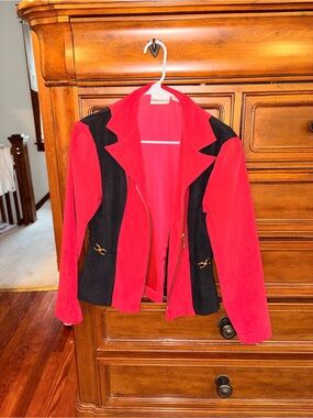 Vintage Fashion Bug Y2K Red Black Colorblock Zip Jacket Blazer Size 6